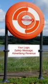 Integrated Lifebuoy Housing, Pole-Mounted and with example (optional) signage